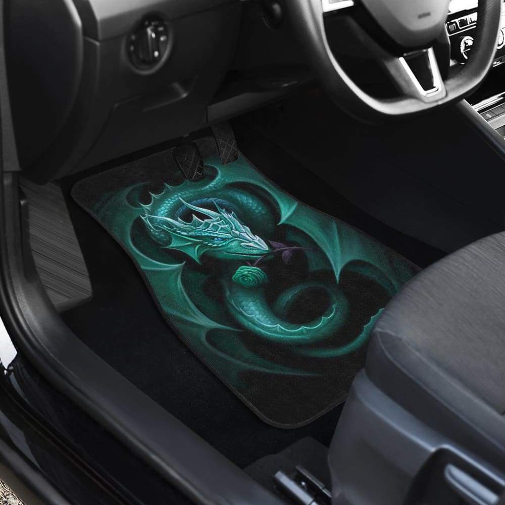 Blue Dragon Rose Art Design Car Floor Mats Fantasy 210303