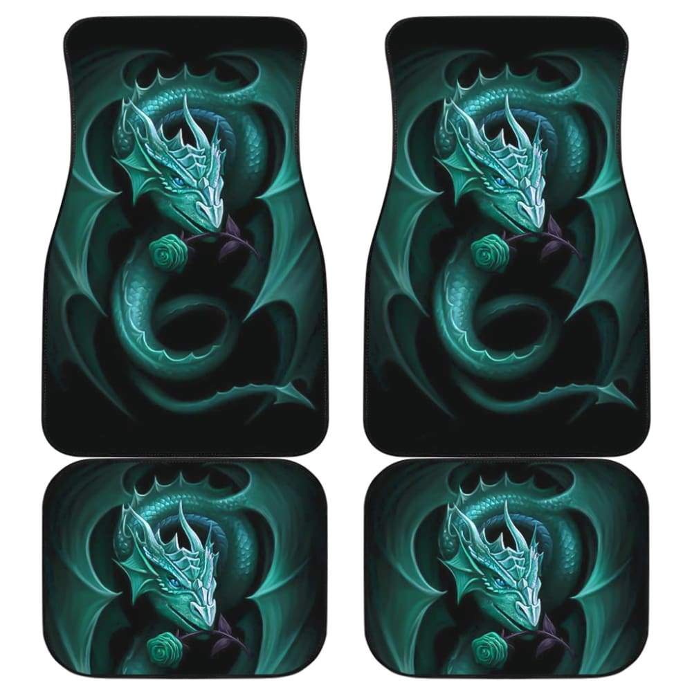 Blue Dragon Rose Art Design Car Floor Mats Fantasy 210303