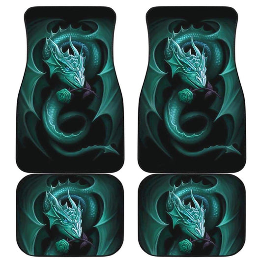 Blue Dragon Rose Art Design Car Floor Mats Fantasy 210303