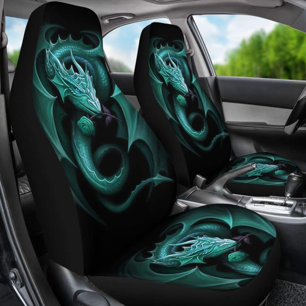 Blue Dragon Rose Art Design Car Seat Covers Fantasy 210303
