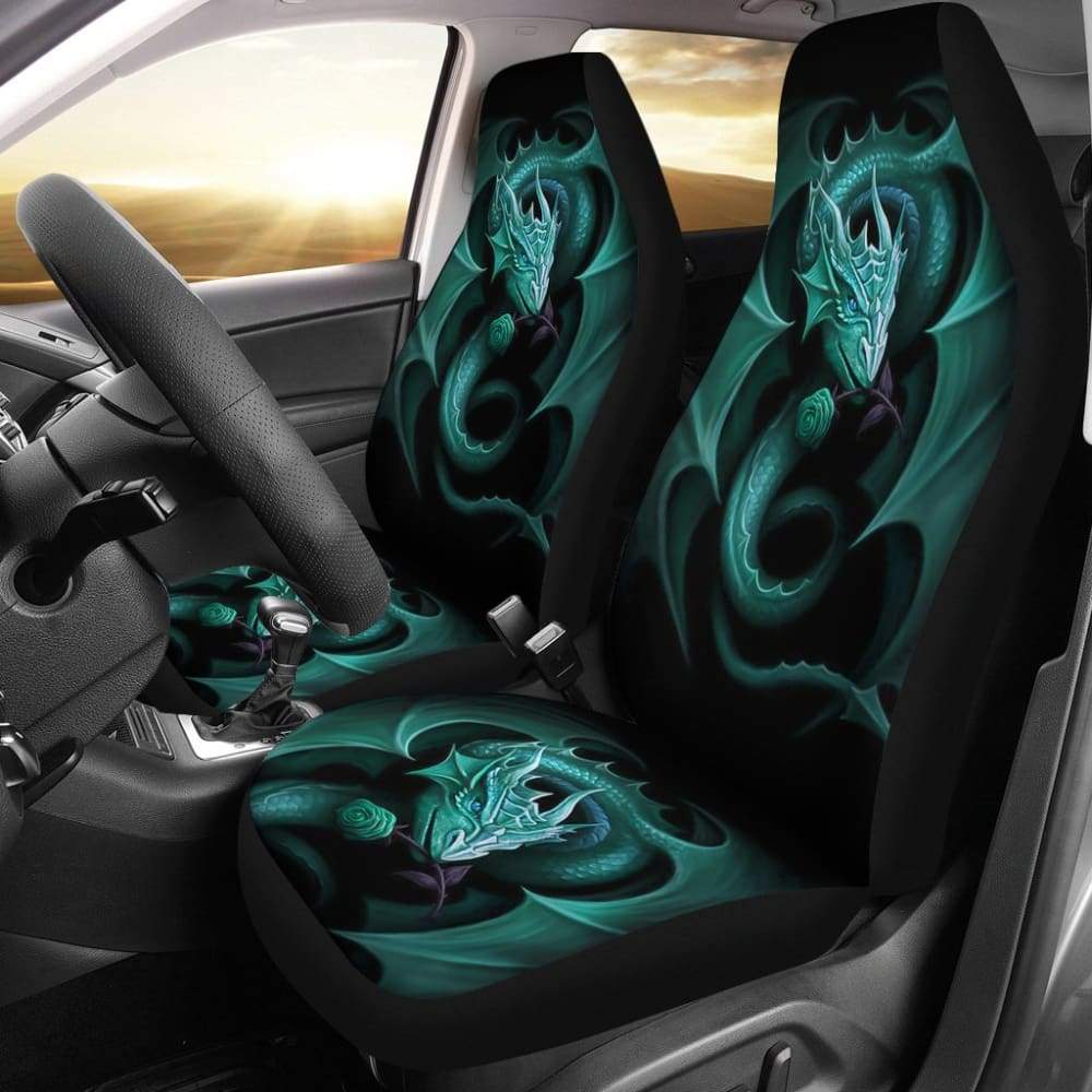Blue Dragon Rose Art Design Car Seat Covers Fantasy 210303