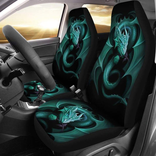 Blue Dragon Rose Art Design Car Seat Covers Fantasy 210303