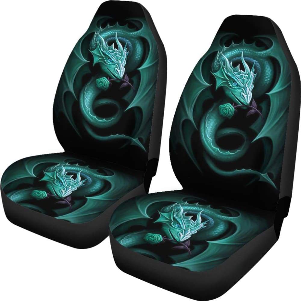 Blue Dragon Rose Art Design Car Seat Covers Fantasy 210303