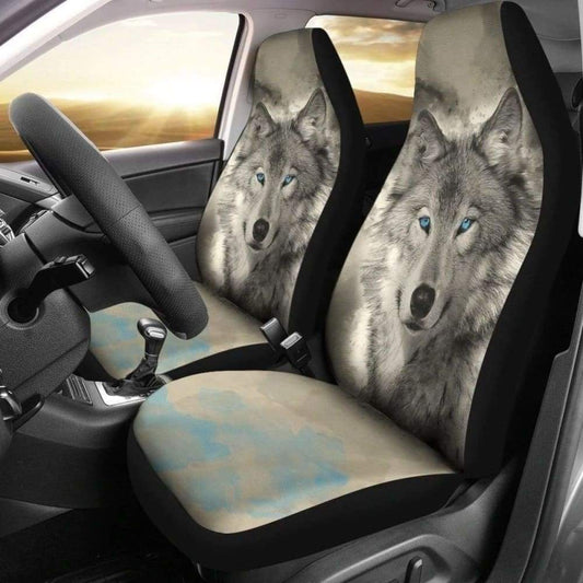 Blue Eye Wolf Car Seat Covers Gift For Wolf Lover 210926