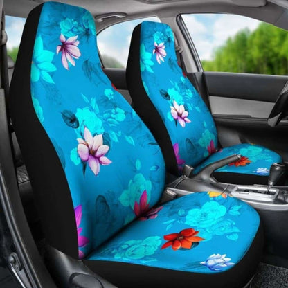 Blue Flowers Car Seat Covers 153908 - YourCarButBetter