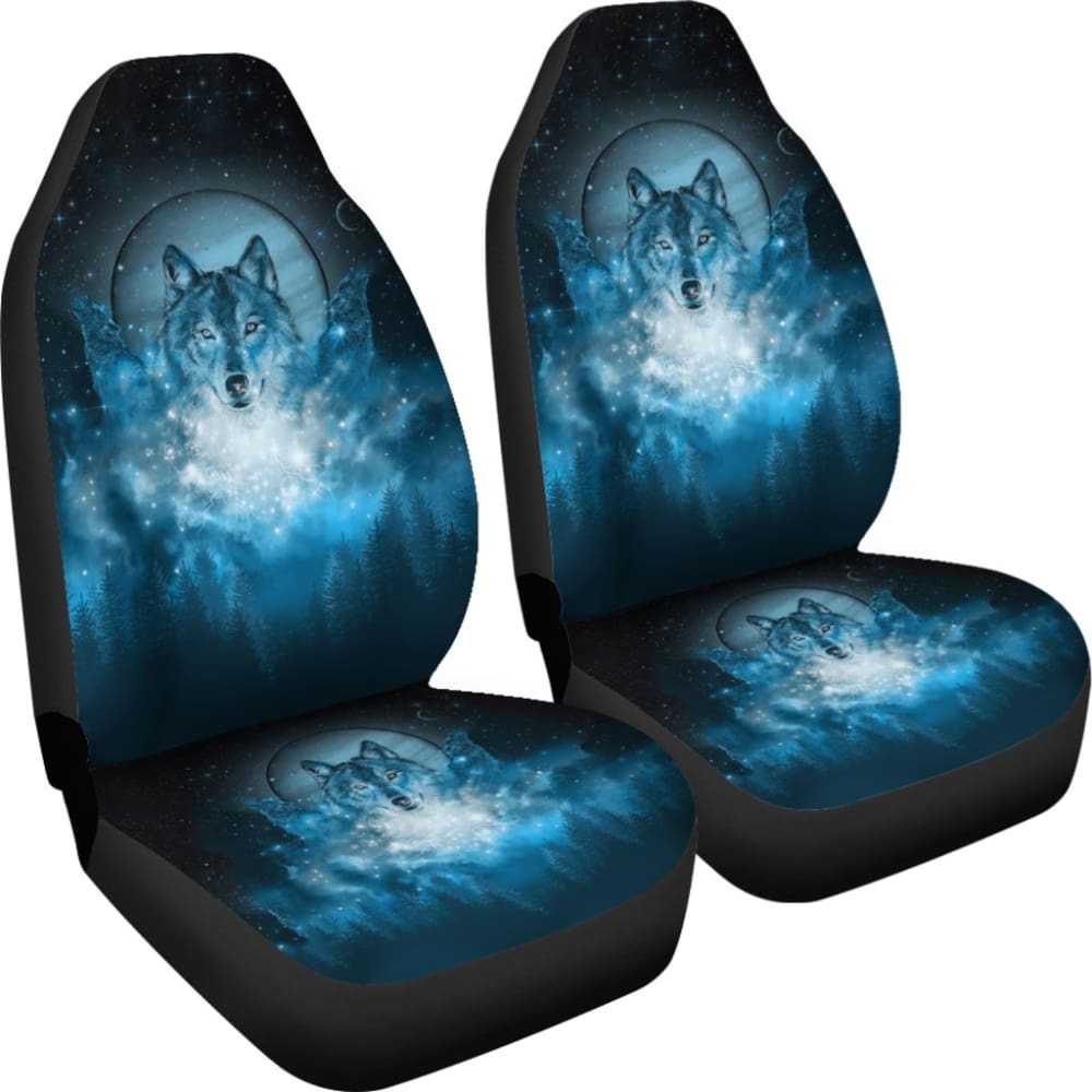 Blue Galaxy Wolf Native Car Seat Covers 093223 - YourCarButBetter