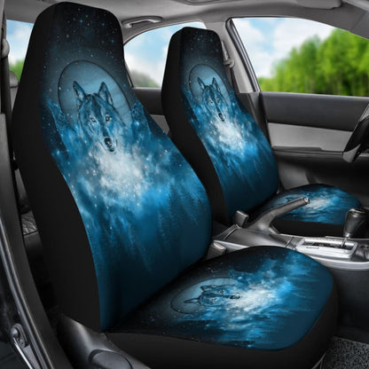 Blue Galaxy Wolf Native Car Seat Covers 093223 - YourCarButBetter