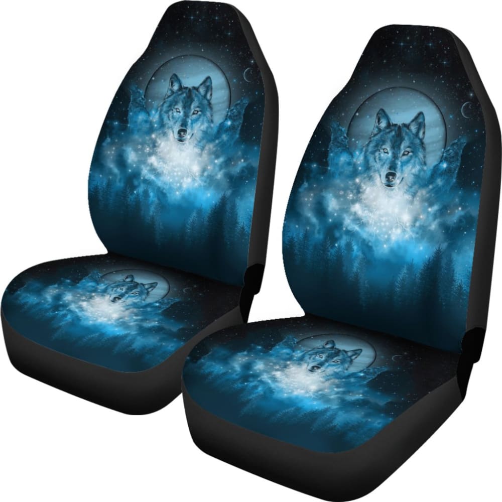 Blue Galaxy Wolf Native Car Seat Covers 093223 - YourCarButBetter