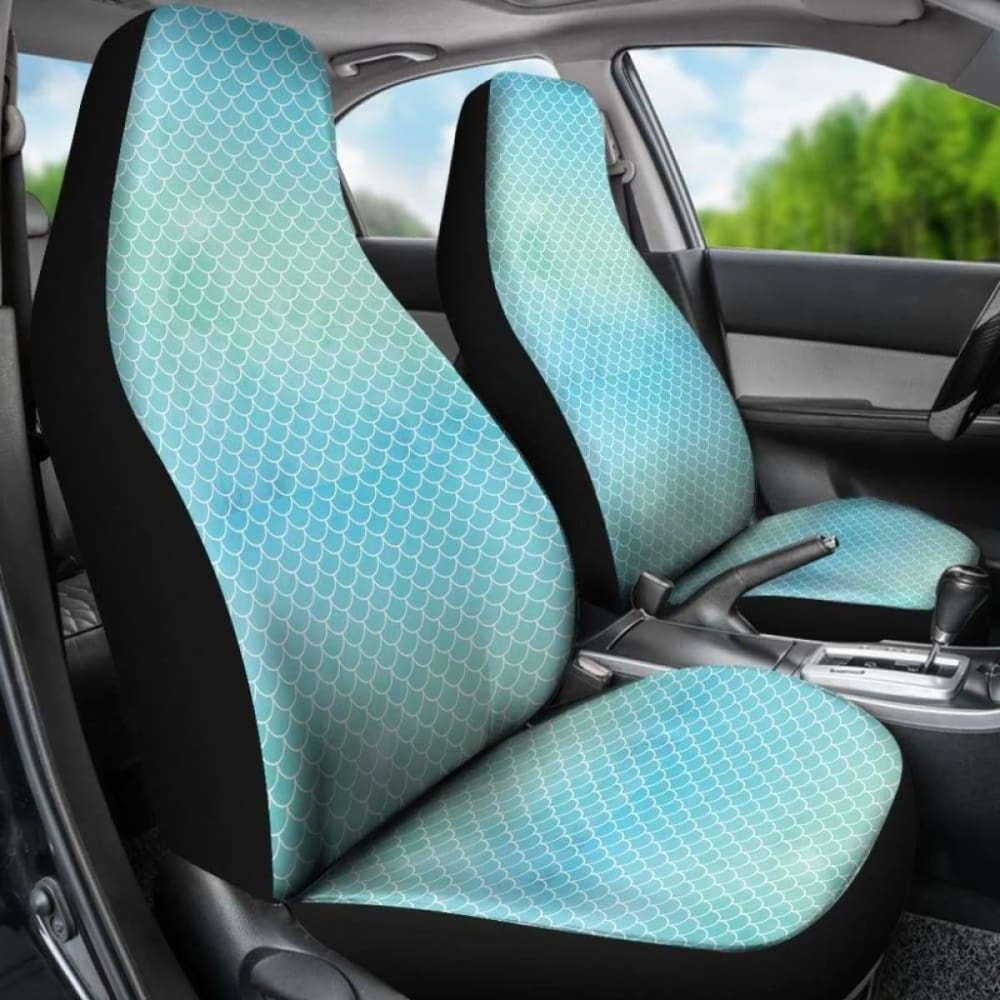 Blue Green Watercolor Mermaid Scale Car Seat Covers 174914 - YourCarButBetter