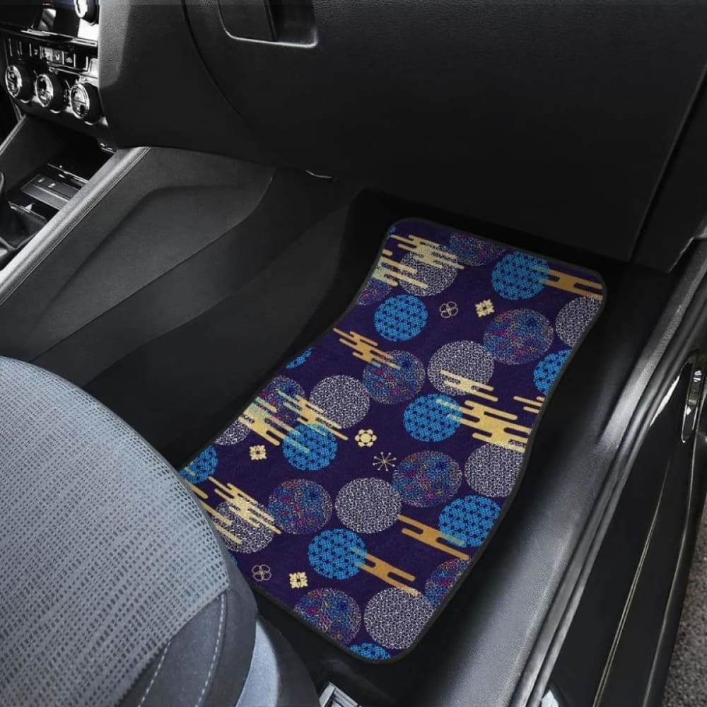 Blue Japanese Pattern Cloud Wave Flower Front And Back Car Mats 094201 - YourCarButBetter