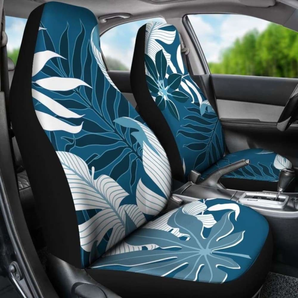 Blue Leaves Car Seat Covers 174914 - YourCarButBetter