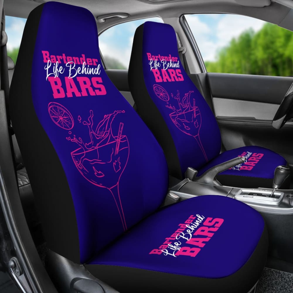 Blue Life Behind Bars Bartender White And Pink Letter Car Seat Covers 211601 - YourCarButBetter