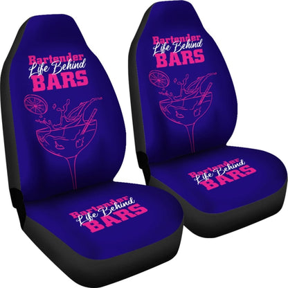 Blue Life Behind Bars Bartender White And Pink Letter Car Seat Covers 211601 - YourCarButBetter
