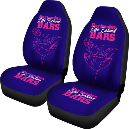 Blue Life Behind Bars Bartender White And Pink Letter Car Seat Covers 211601 - YourCarButBetter