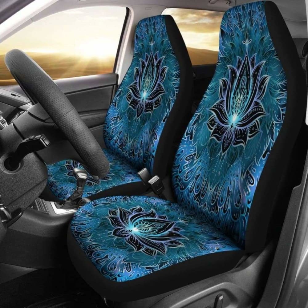 Blue Lotus Flower Car Seat Covers 174914 - YourCarButBetter