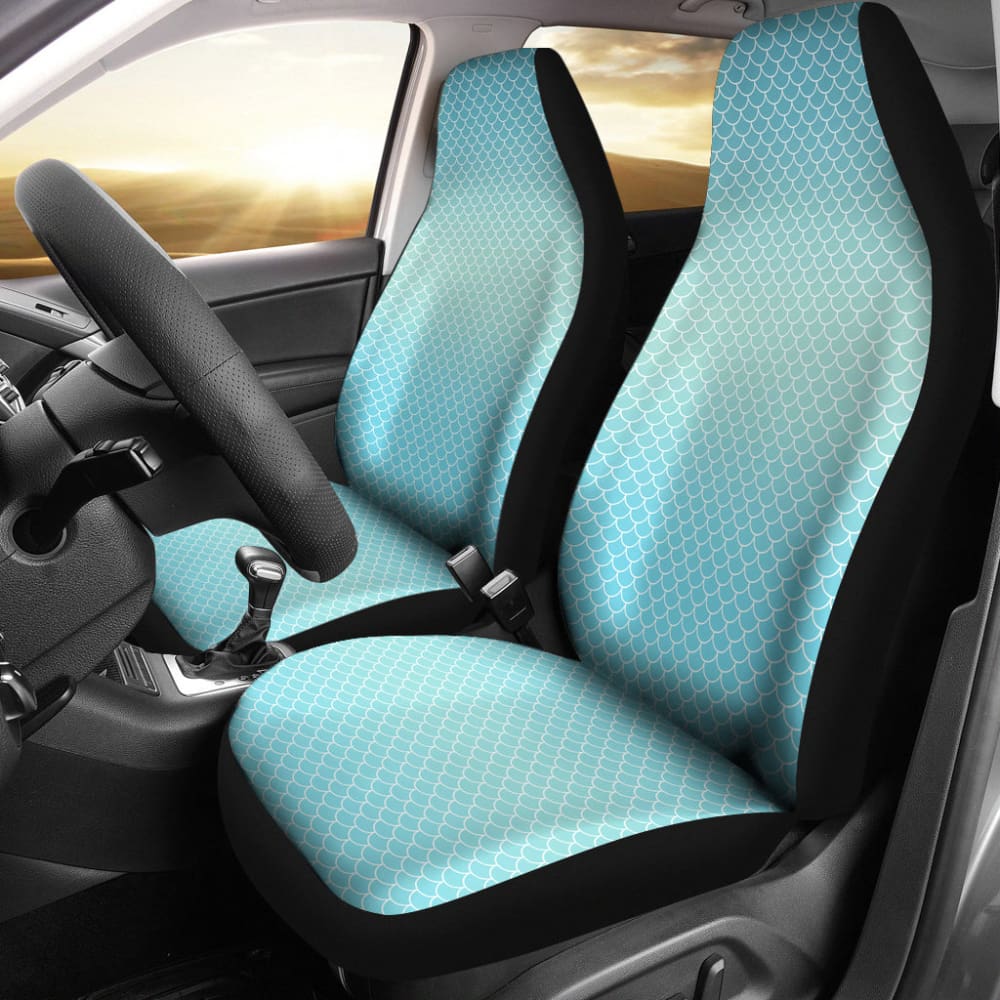 Blue Mermaid Scales Fish Scales Underwater Car Seat Covers 212001 - YourCarButBetter