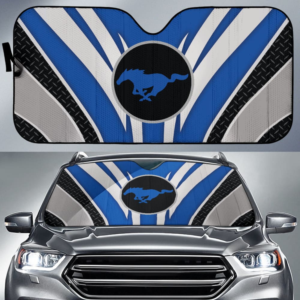 Blue Mustang Car Auto Sun Shades Custom 1 210801 - YourCarButBetter