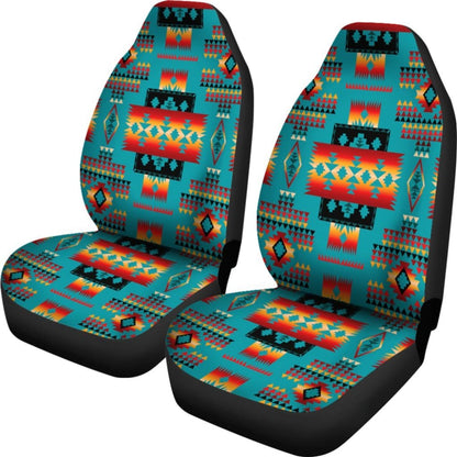 Blue Native Tribes Pattern Native American Car Seat Covers 093223 - YourCarButBetter