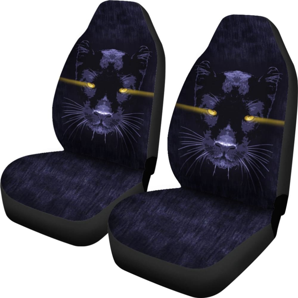 Blue Panther With Yellow Eyes Car Seat Covers 212601 - YourCarButBetter