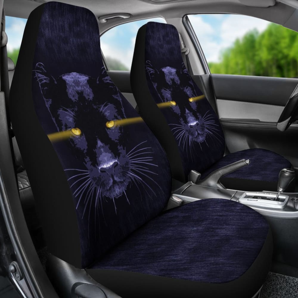 Blue Panther With Yellow Eyes Car Seat Covers 212601 - YourCarButBetter