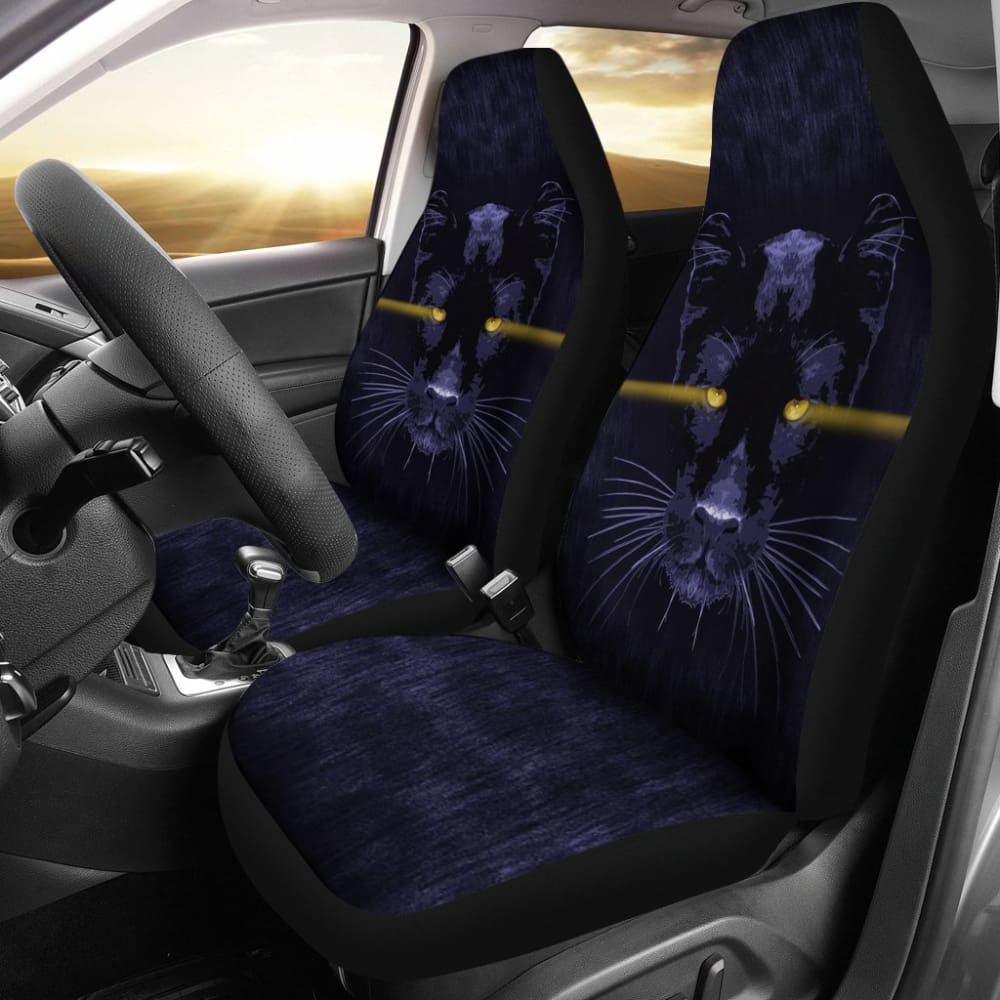 Blue Panther With Yellow Eyes Car Seat Covers 212601 - YourCarButBetter