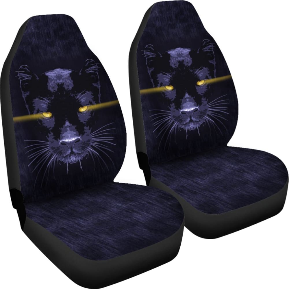 Blue Panther With Yellow Eyes Car Seat Covers 212601 - YourCarButBetter