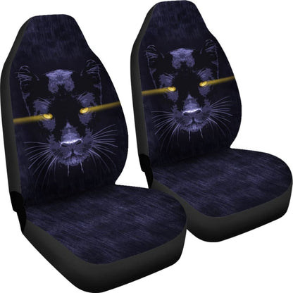 Blue Panther With Yellow Eyes Car Seat Covers 212601 - YourCarButBetter