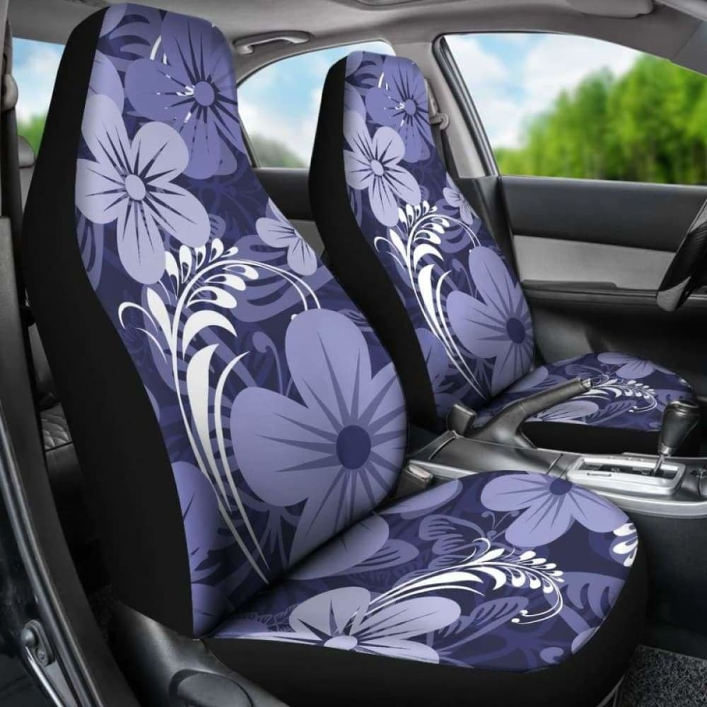 Blue & Purple Aloha Flowers Car Seat Covers 153908 - YourCarButBetter