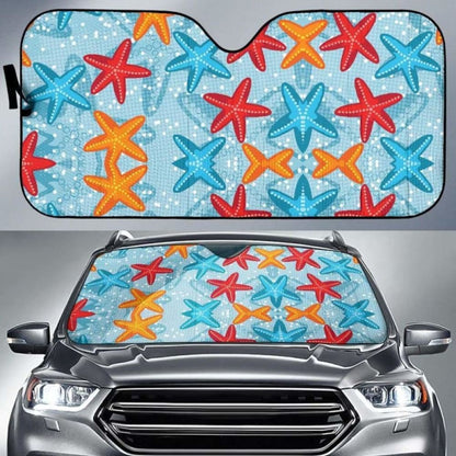 Blue Red Orange Starfish Pattern Car Auto Sun Shades 460402 - YourCarButBetter