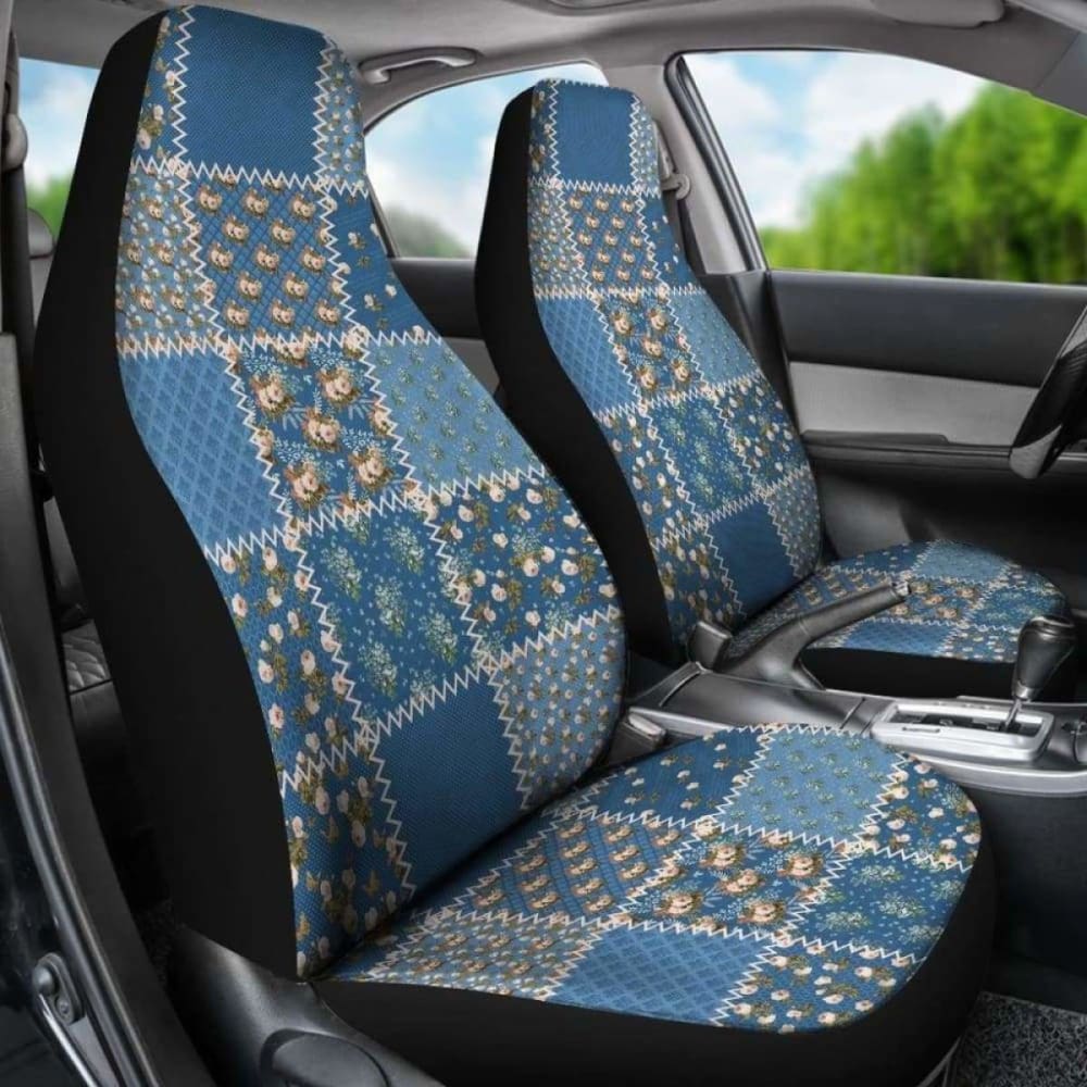 Blue Shabby Chic Patchwork Style Car Seat Covers 153908 - YourCarButBetter