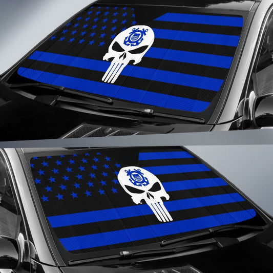 Blue Star Stripes American Flag US Coast Guard Car Auto Sun Shades 210701 - YourCarButBetter