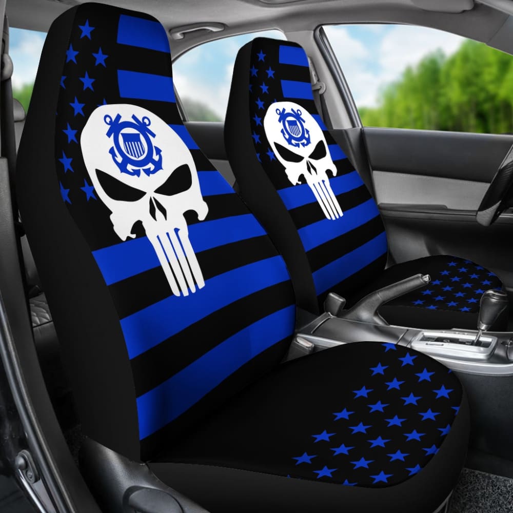 Blue Star Stripes American Flag US Coast Guard Car Seat Covers 210701 - YourCarButBetter
