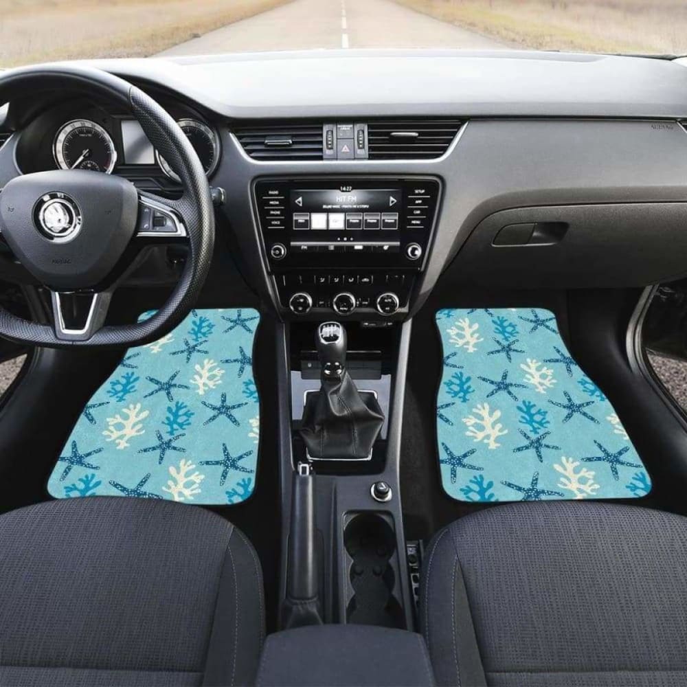 Blue Starfish Coral Reef Pattern Front And Back Car Mats 174914 - YourCarButBetter