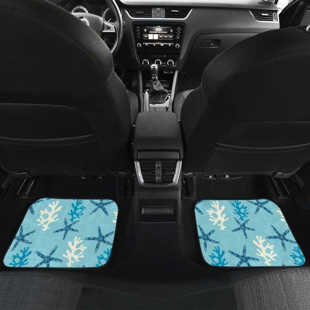 Blue Starfish Coral Reef Pattern Front And Back Car Mats 174914 - YourCarButBetter