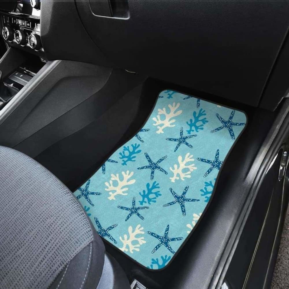 Blue Starfish Coral Reef Pattern Front And Back Car Mats 174914 - YourCarButBetter