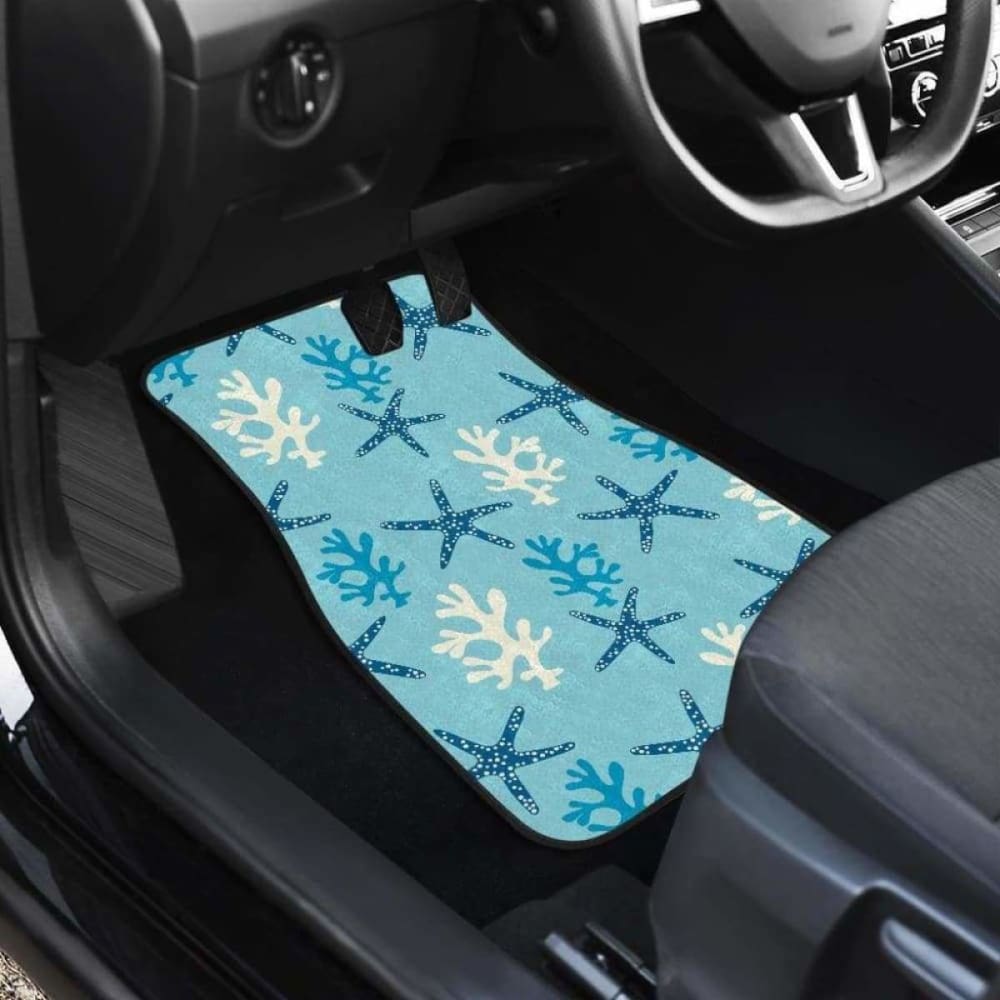 Blue Starfish Coral Reef Pattern Front And Back Car Mats 174914 - YourCarButBetter