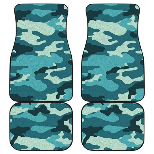 Blue Teal Camouflage Car Floor Mats 210807 - YourCarButBetter