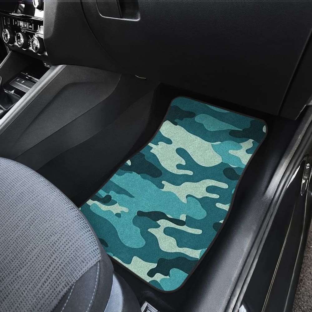 Blue Teal Camouflage Car Floor Mats 210807 - YourCarButBetter