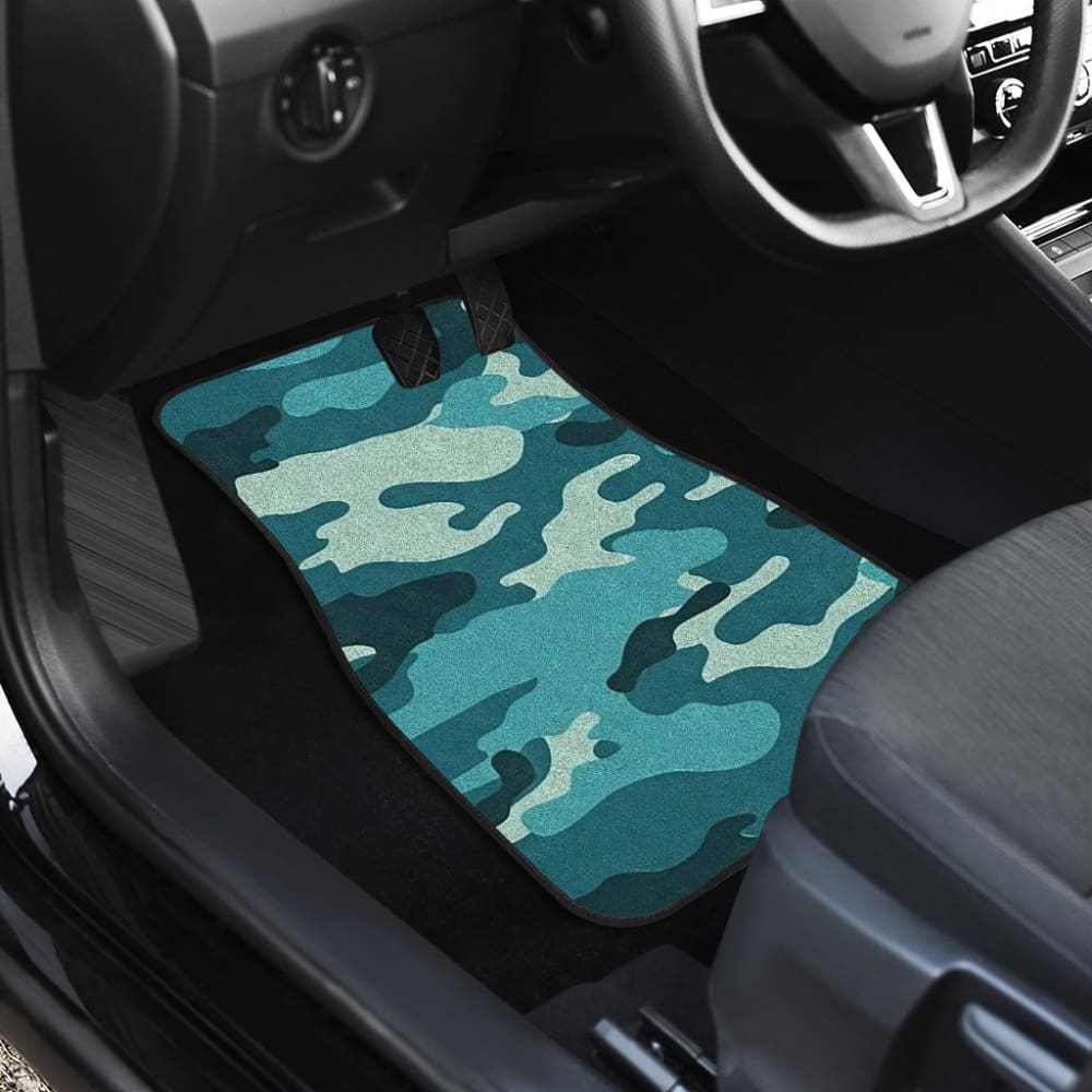 Blue Teal Camouflage Car Floor Mats 210807 - YourCarButBetter