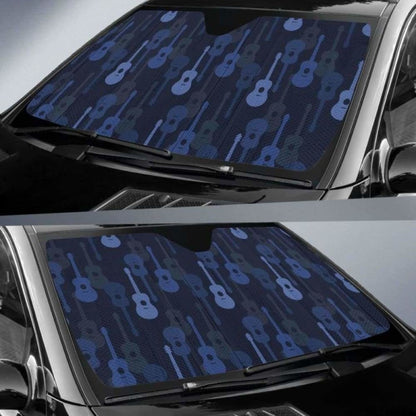 Blue Theme Guitar Pattern Car Auto Sun Shades 102507 - YourCarButBetter