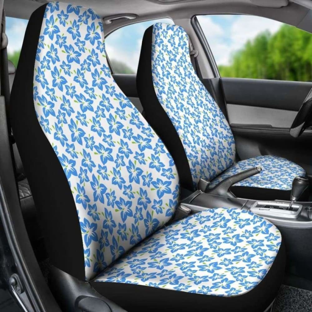 Blue Tropical Flowers Seat Covers 105905 - YourCarButBetter