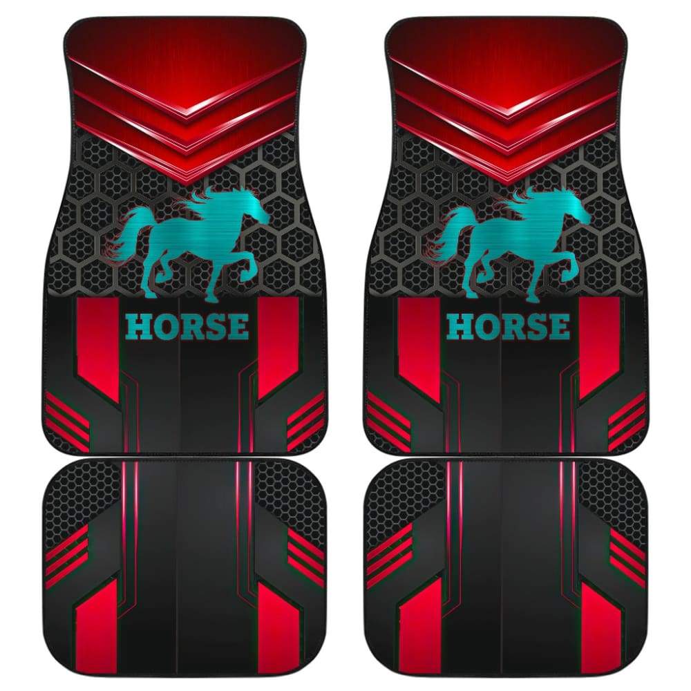 Blue Walking Horse Emblem Car Floor Mats 210503
