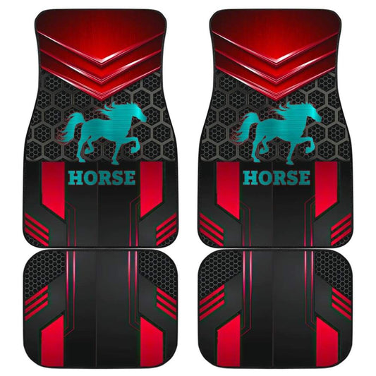 Blue Walking Horse Emblem Car Floor Mats 210503