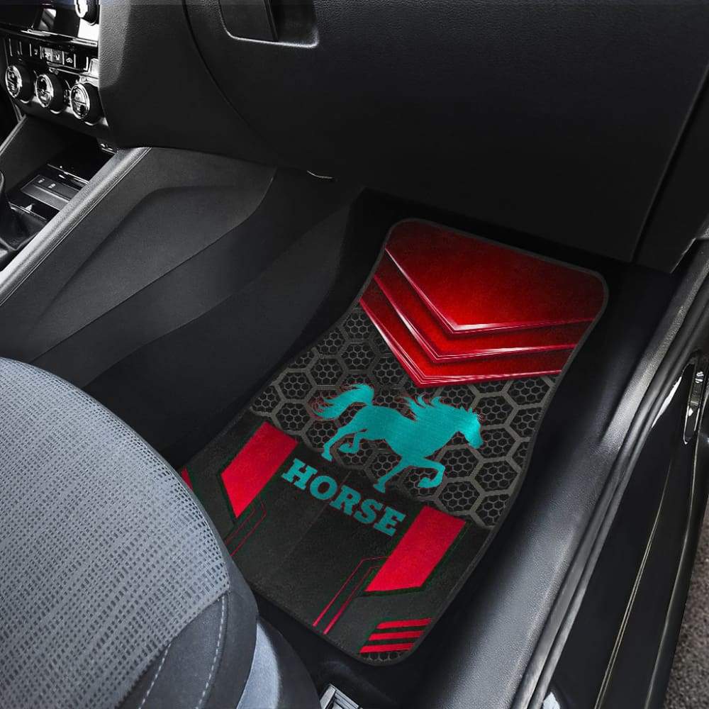 Blue Walking Horse Emblem Car Floor Mats 210503