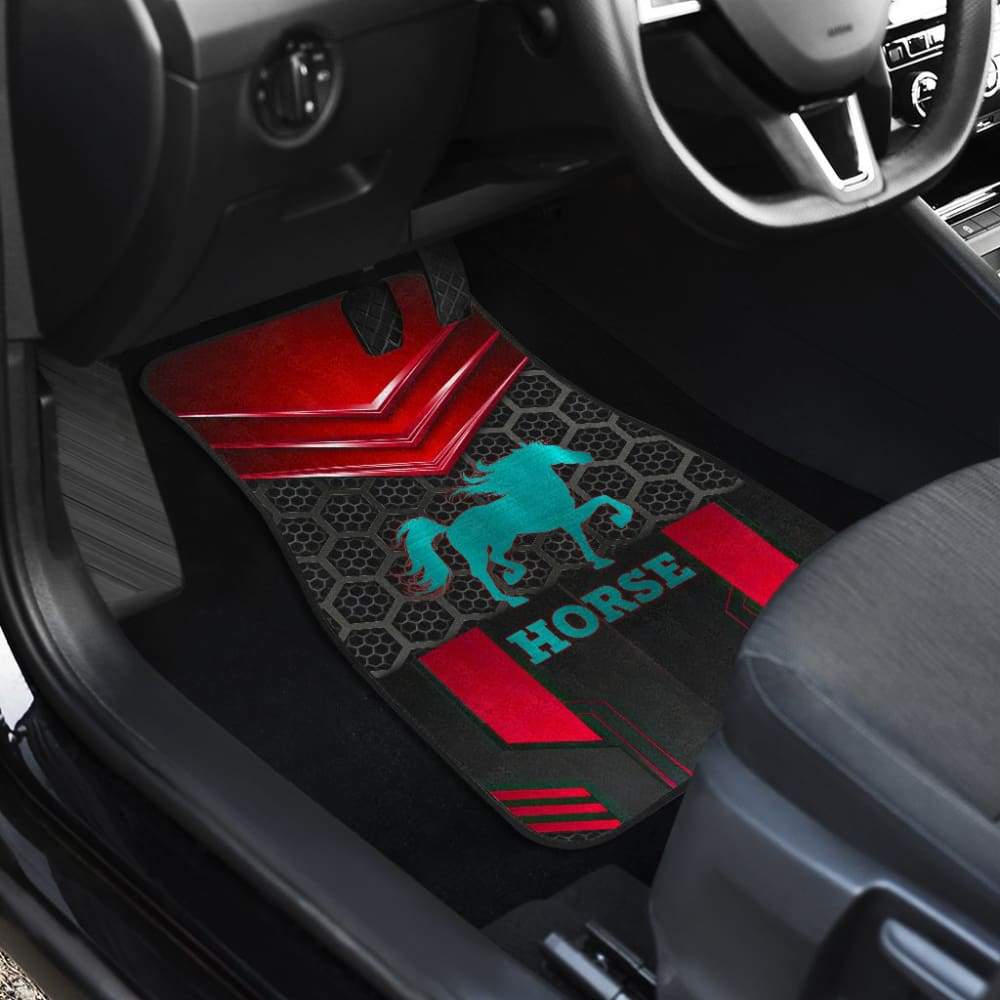 Blue Walking Horse Emblem Car Floor Mats 210503