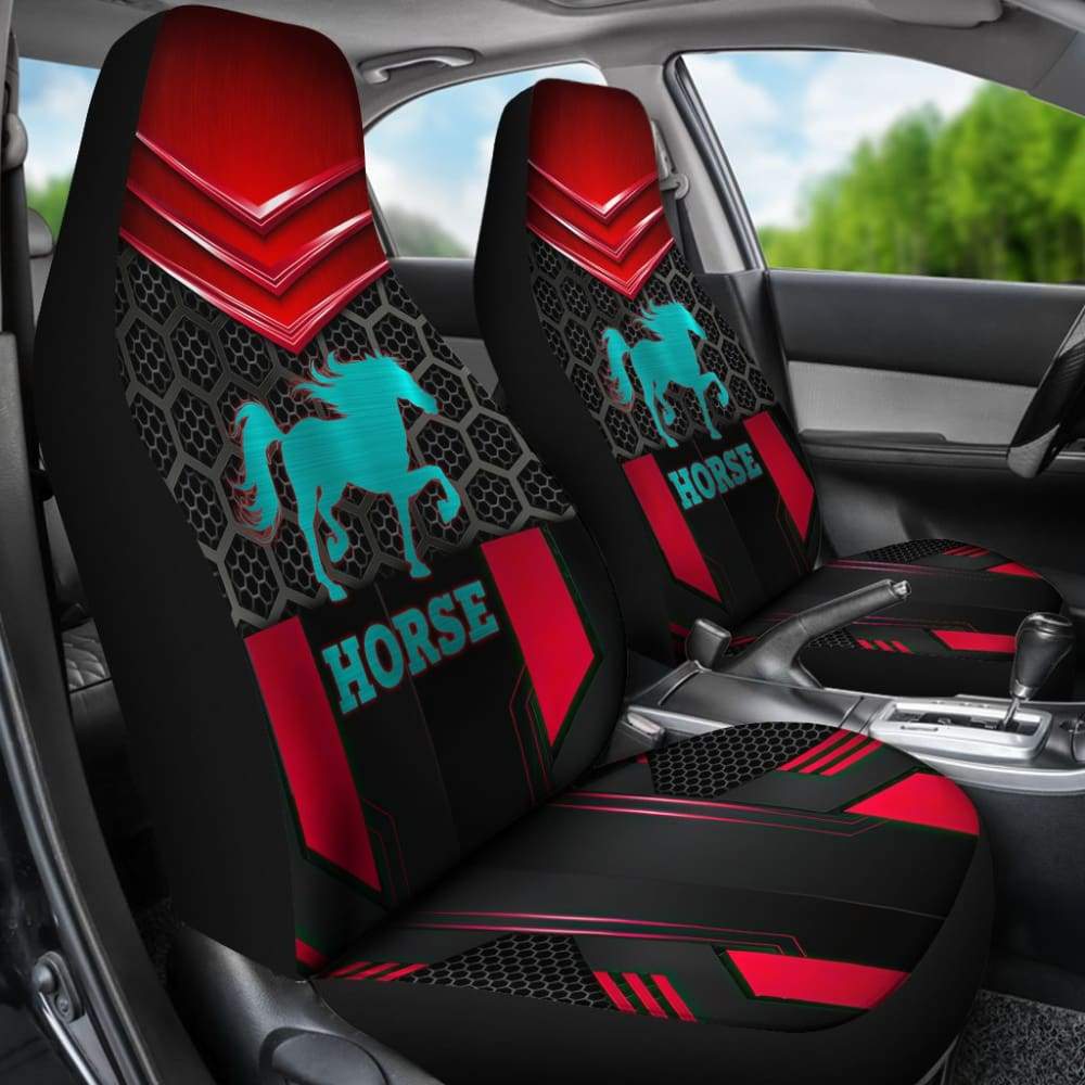 Blue Walking Horse Emblem Car Seat Covers 210503