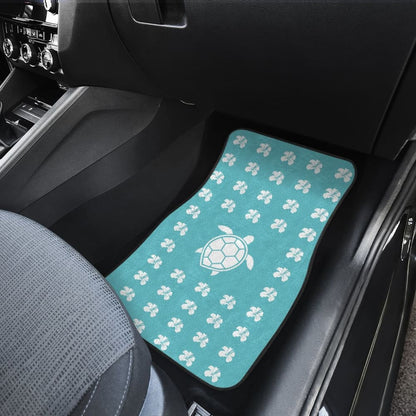Blue Watercolor Sea Turtle Hibiscus Car Floor Mats 211504 - YourCarButBetter