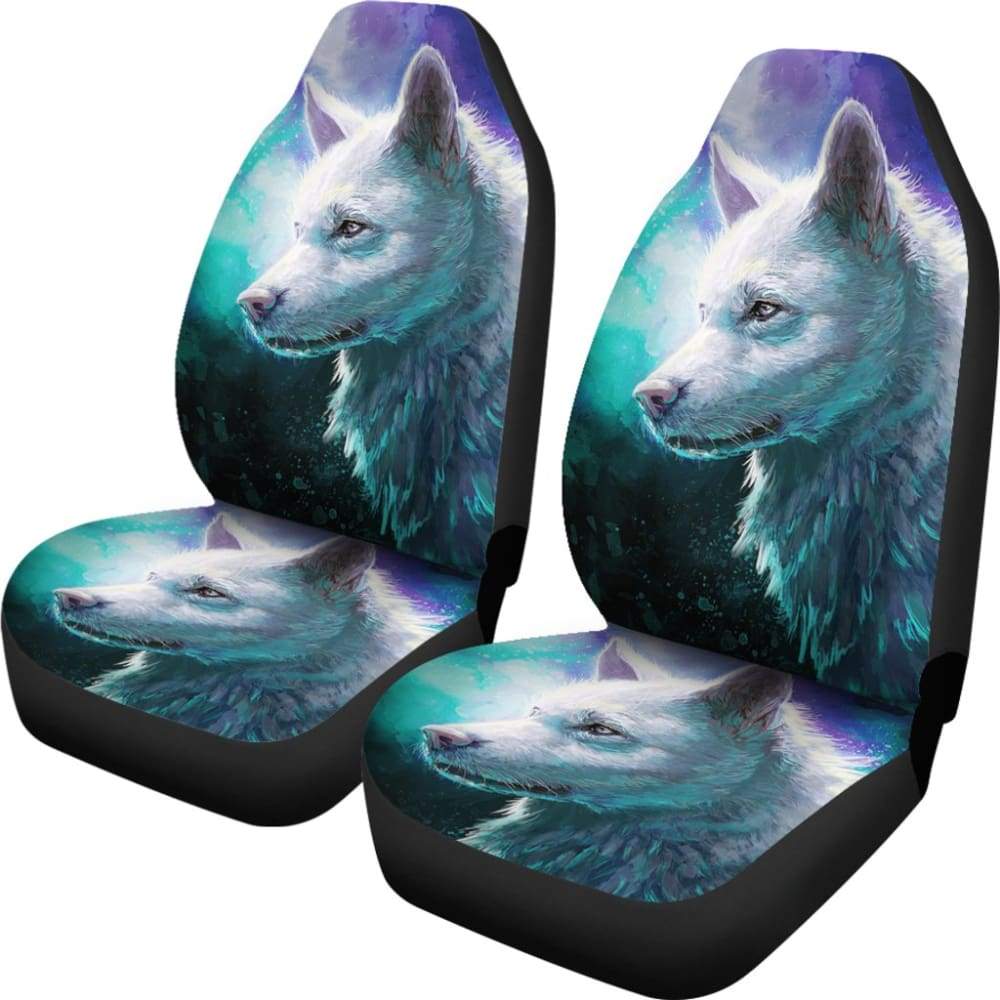 Blue White Wolf Car Seat Covers for Lovers 212602