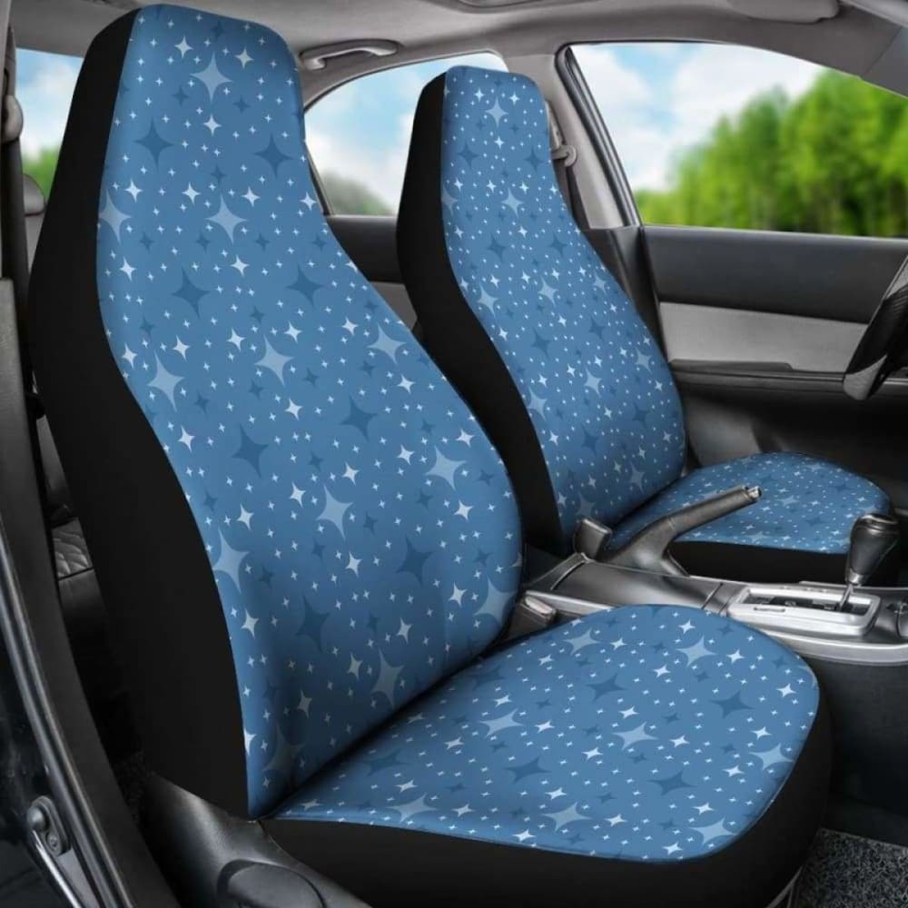 Blue With Retro Stars Pattern Car Seat Covers 194013 - YourCarButBetter