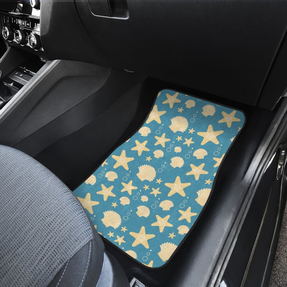Blue With Sea Shell Pattern Car Floor Mats 212203 - YourCarButBetter